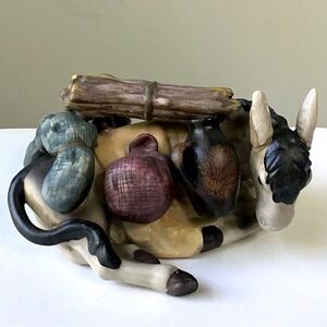 Christmas Nativity Donkey Figurine Replacement Piece Hand Painted Porcelain